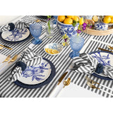 Black & White | Solino Home Amalfi Stripe Black & White Neutral Linen Table Runner With Farmhouse Table Decor