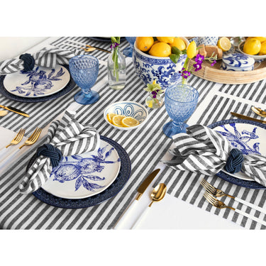 Black & White | Solino Home Amalfi Stripe Black & White Neutral Linen Table Runner With Farmhouse Table Decor
