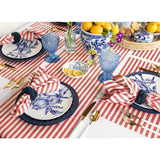 Red & White | Amalfi Stripe Elegant Table Setting With Textured Red & White Linen Placemat