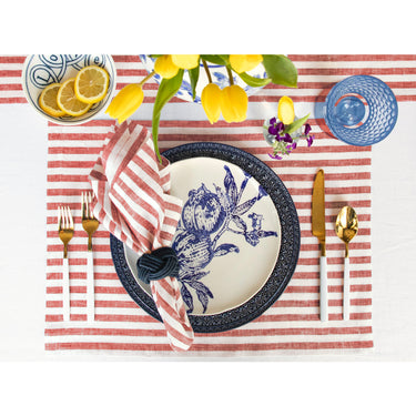 Red & White | Amalfi Stripe Red & White Linen Placemats Styled On A Modern Dining Table