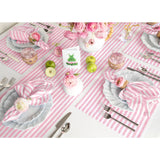 Cherry Blossom & White | Solino Home Amalfi Stripe Cherry Blossom & White Linen Table Runner Styled On A Modern Dining Table
