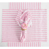 Cherry Blossom & White | Solino Home Amalfi Stripe Cherry Blossom & White Neutral Linen Table Runner With Farmhouse Table Decor