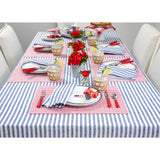 Navy & White | Amalfi Stripe Navy & White Tablecloth Linen Tablecloth Styled On A Modern Dining Table