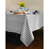 Black & White | Amalfi Stripe Black & White Tablecloth Neutral Linen Tablecloth With Farmhouse Table Décor