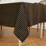 Brown Sugar & Black | Amalfi Stripe Brown Sugar & Black Tablecloth Neutral Linen Tablecloth With Farmhouse Table Décor
