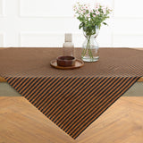 Pumpkin & Black | Amalfi Stripe Pumpkin & Black Linen Table Throw Displayed Flat Table For Product View