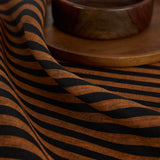 Pumpkin & Black | Amalfi Stripe Pumpkin & Black Linen Table Throw Styled On An Elegant Dining Table