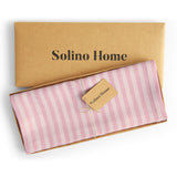 Cherry Blossom & White | Solino Home Amalfi Stripe Cherry Blossom & White Round Linen Tablecloth In Branded Packaging