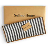 Black & White | Solino Home Amalfi Stripe Black & White Round Linen Tablecloth In Branded Packaging