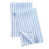 Sky Blue & White | Soft Primrose Sky Blue & White Linen Kitchen Towels With Amalfi Stripe Pattern