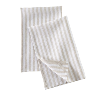 Natural & White | Soft Natural & White Linen Kitchen Towels With Amalfi Stripe Pattern