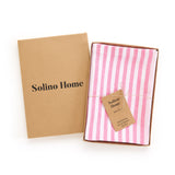 Pink & White | Solino Home Amalfi Stripe Pink & White Linen Dinner Napkin Set In Branded Packaging