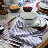 Navy & White | Amalfi Stripe Navy & White Linen Dinner Napkins Styled On An Elegant Dining Table