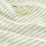 Sage & White | Amalfi Stripe Sage & White Tablecloth Linen Tablecloth Styled On A Modern Dining Table