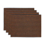 Pumpkin & Black | Amalfi Stripe Pumpkin & Black Linen Placemats Displayed Flat For Product View