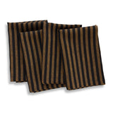 Brown Sugar & Black | Amalfi Stripe Brown Sugar & Black Linen Dinner Napkins Folded For Product Display