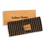 Brown Sugar & Black | Solino Home Amalfi Stripe Brown Sugar & Black Round Linen Tablecloth In Branded Packaging