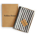 Black & White | Solino Home Amalfi Stripe Black & White Linen Dinner Napkin Set In Branded Packaging