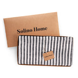Black & White | Solino Home Amalfi Stripe Black & White Tablecloth Linen Tablecloth In Branded Packaging