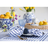 Navy & White | Amalfi Stripe Elegant Dinner Table Featuring Navy & White Linen Napkins And Tableware