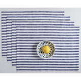 Navy & White | Amalfi Stripe Navy & White Linen Placemats Displayed Flat For Product View