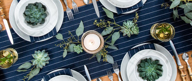 DIY Succulent Centerpieces with Linen Table Runners