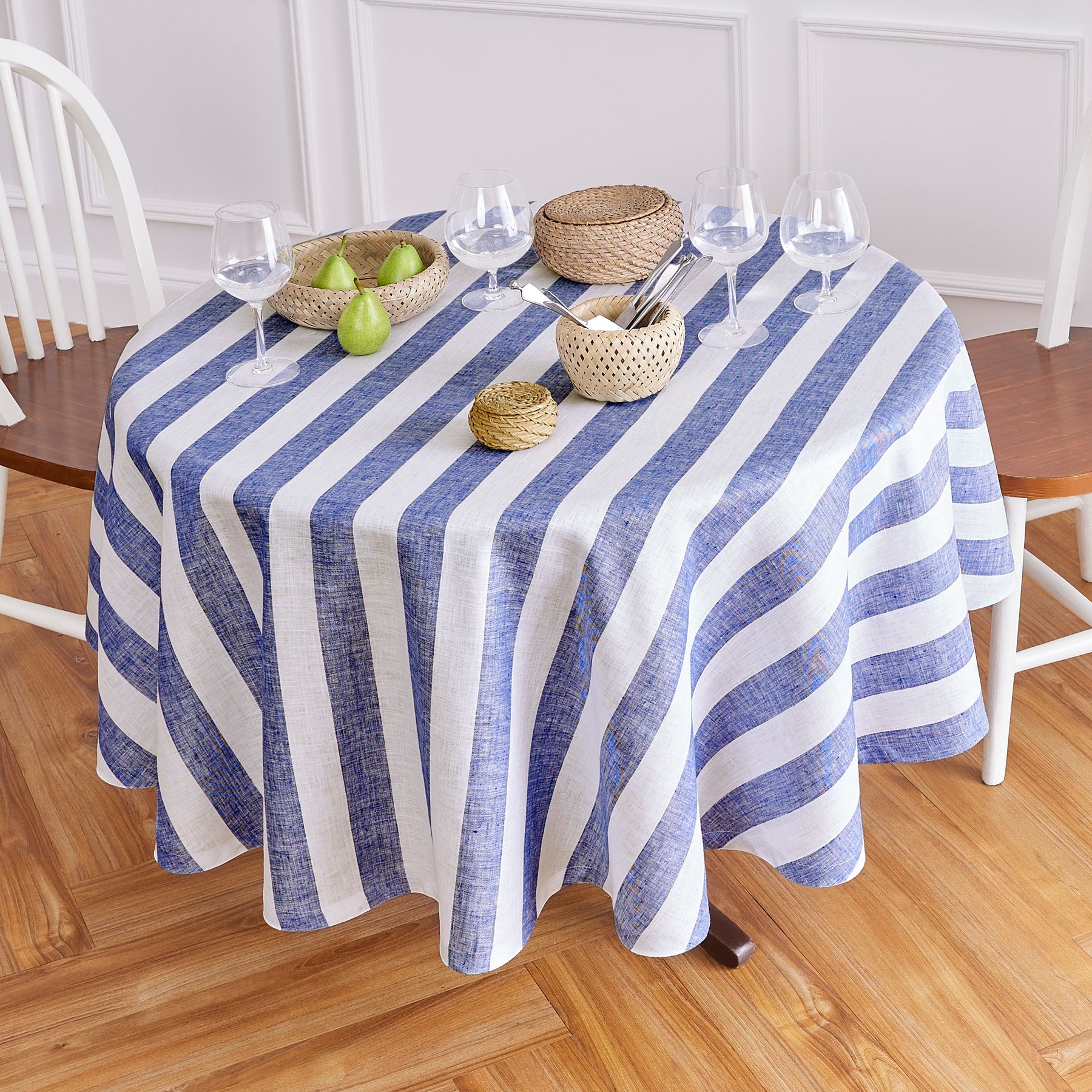 Solino Home Round Tablecloths - 100% Pure Linen Table Cloths