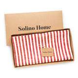 Red & White | Amalfi Stripe Red & White Linen Table Throw In Branded Packaging