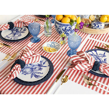 Red & White | Solino Home Amalfi Stripe Red & White Neutral Linen Table Runner With Farmhouse Table Decor