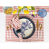 Red & White | Amalfi Stripe Red & White Linen Napkins Soft Linen Dinner Napkins With Modern Table Setting