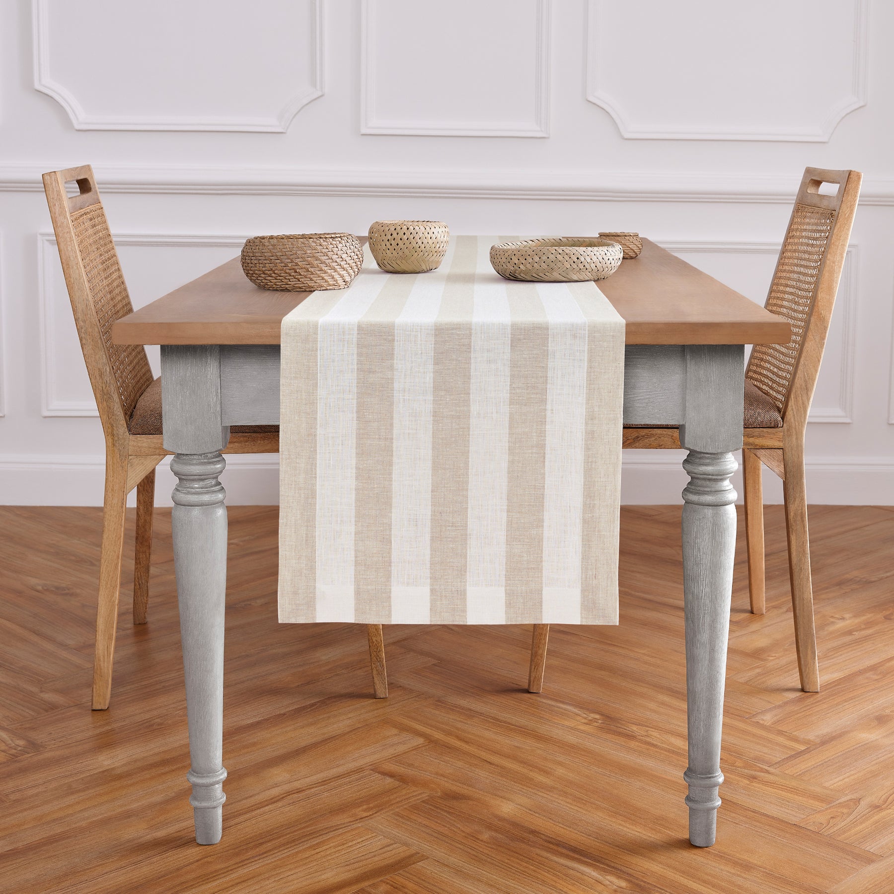 Natural and White Cabana Stripe