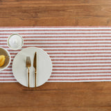 Cinnamon & White | Solino Home Amalfi Stripe Cinnamon & White Neutral Linen Table Runner With Farmhouse Table Decor