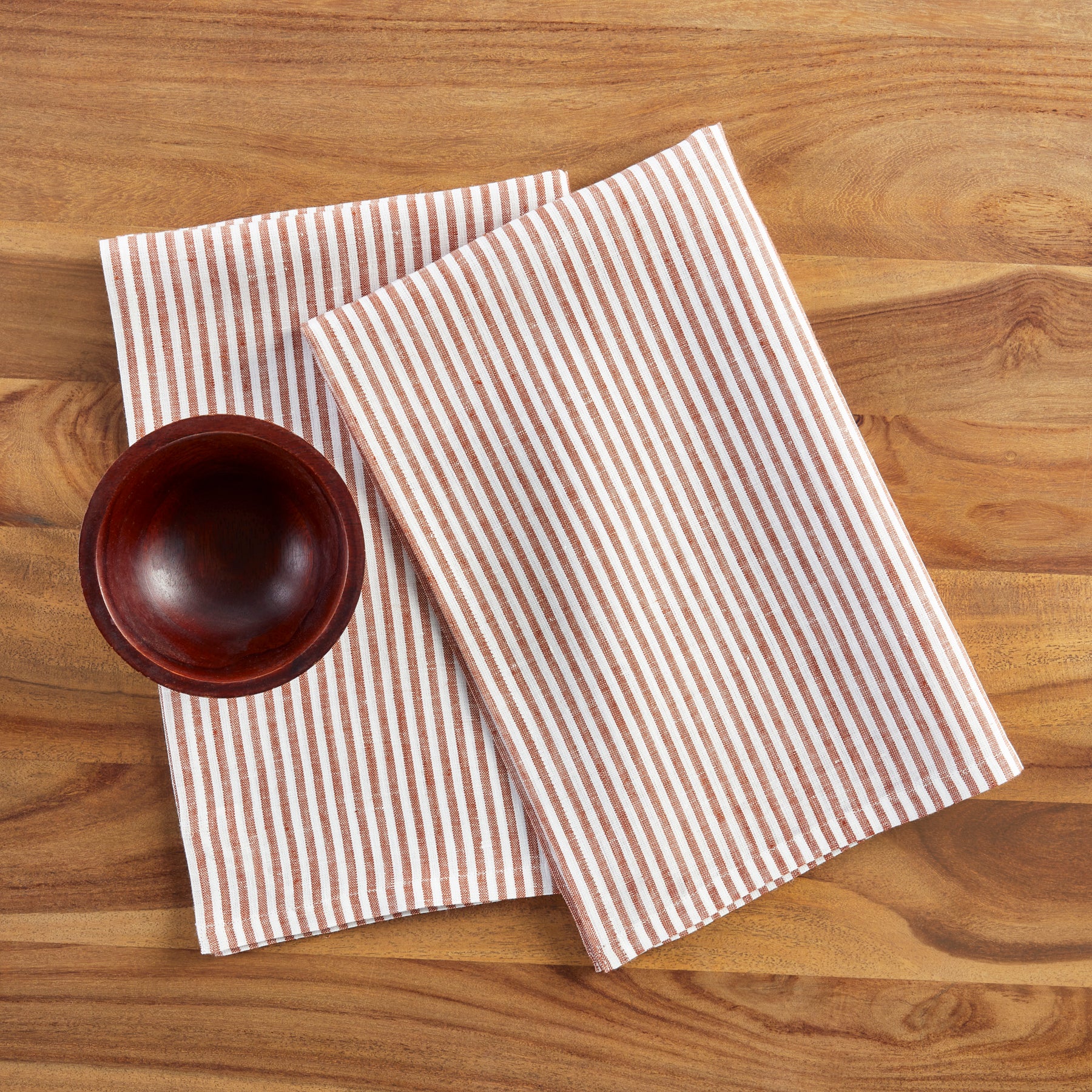Cinnamon and White Narrow Stripe
