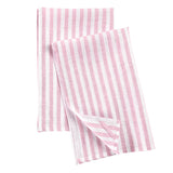 Cherry Blossom & White | Soft Cherry Blossom & White Linen Kitchen Towels With Amalfi Stripe Pattern