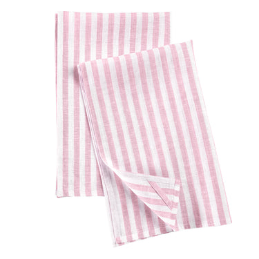 Cherry Blossom & White | Soft Cherry Blossom & White Linen Kitchen Towels With Amalfi Stripe Pattern