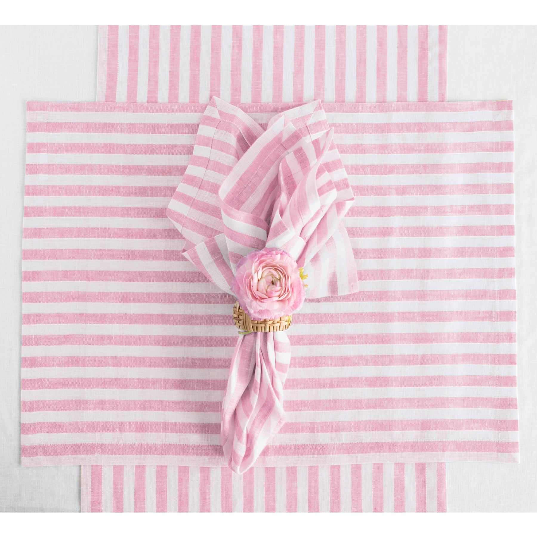 Cherry Blossom and White Amalfi Stripe