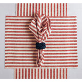 Red & White | Solino Home Amalfi Stripe Red & White Soft Woven Table Runner Layered With Dinnerware And Candles