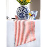 Red & White | Solino Home Amalfi Stripe Red & White Elegant Dining Setup With Textured Linen Table Runner