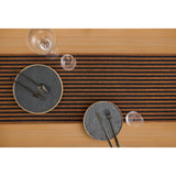 Pumpkin & Black | Solino Home Amalfi Stripe Pumpkin & Black Neutral Linen Table Runner With Farmhouse Table Decor