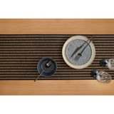 Brown Sugar & Black | Solino Home Amalfi Stripe Brown Sugar & Black Neutral Linen Table Runner With Farmhouse Table Decor