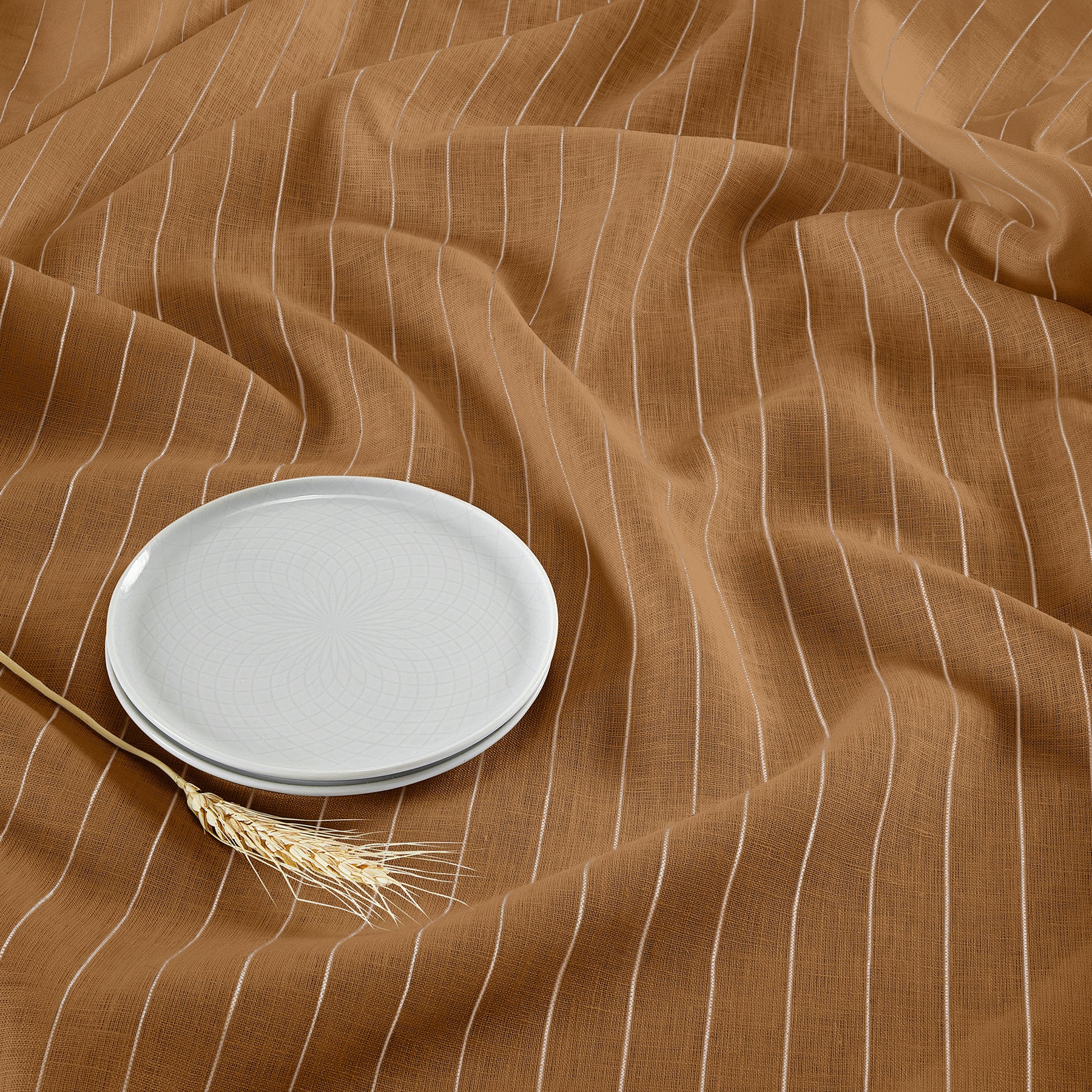 Camel and White Pinstripe