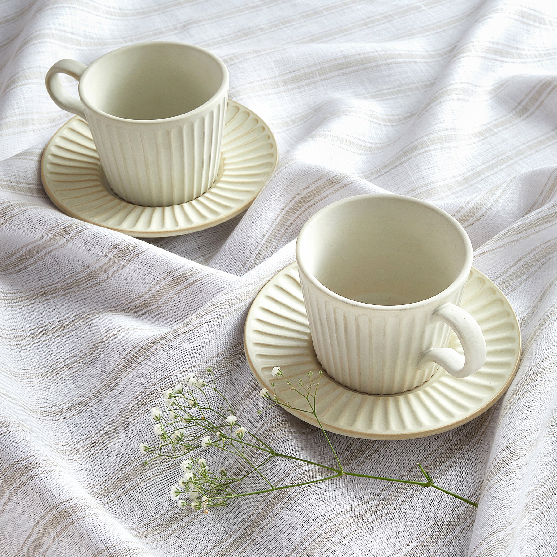 Natural & White Capri Stripe
