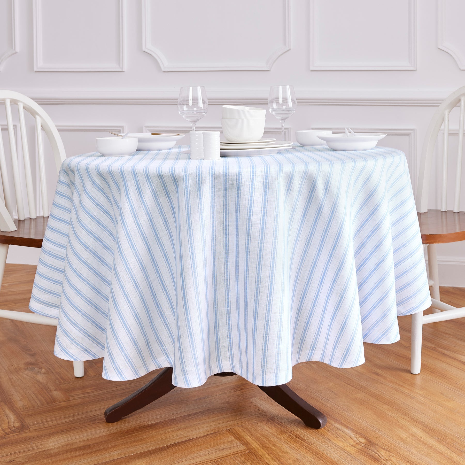 Sky Blue & White Capri Stripe