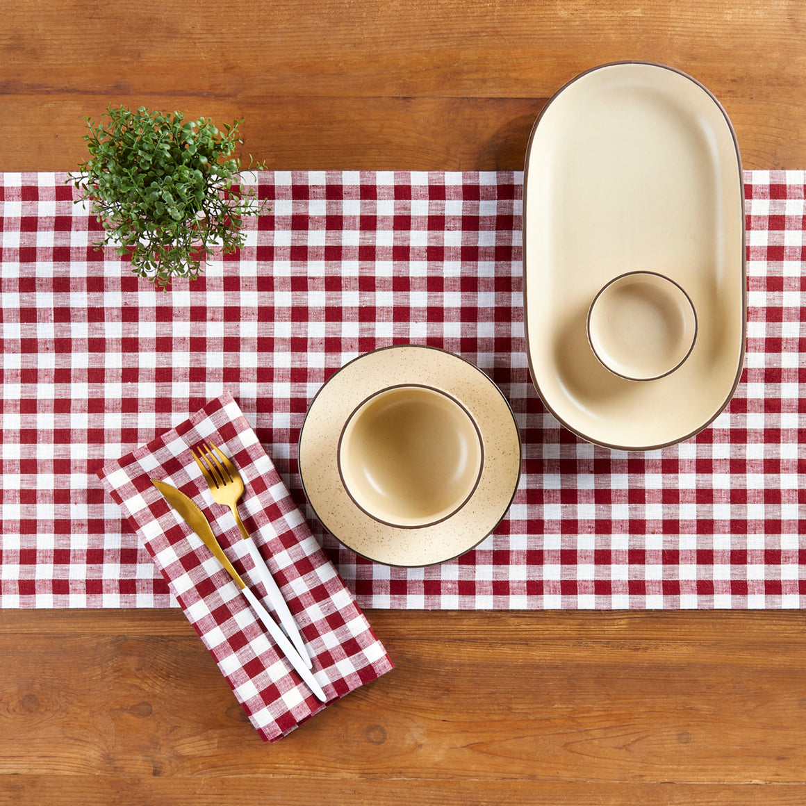 Gingham Check Table Runner