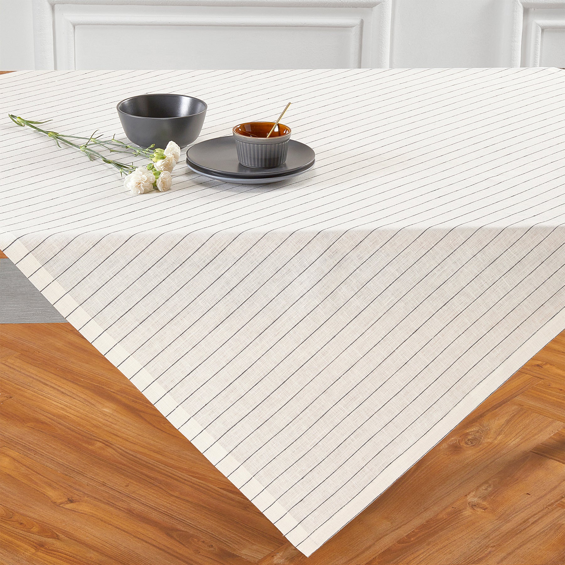 Ivory and Black Pinstripe