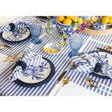 Navy & White | Solino Home Amalfi Stripe Navy & White Neutral Linen Table Runner With Farmhouse Table Decor