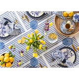 Navy & White | Solino Home Amalfi Stripe Navy & White Dining Decor Featuring Linen Runner