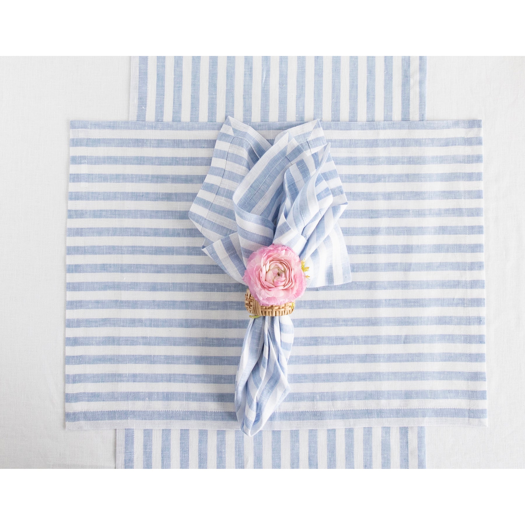 Sky Blue and White Amalfi Stripe