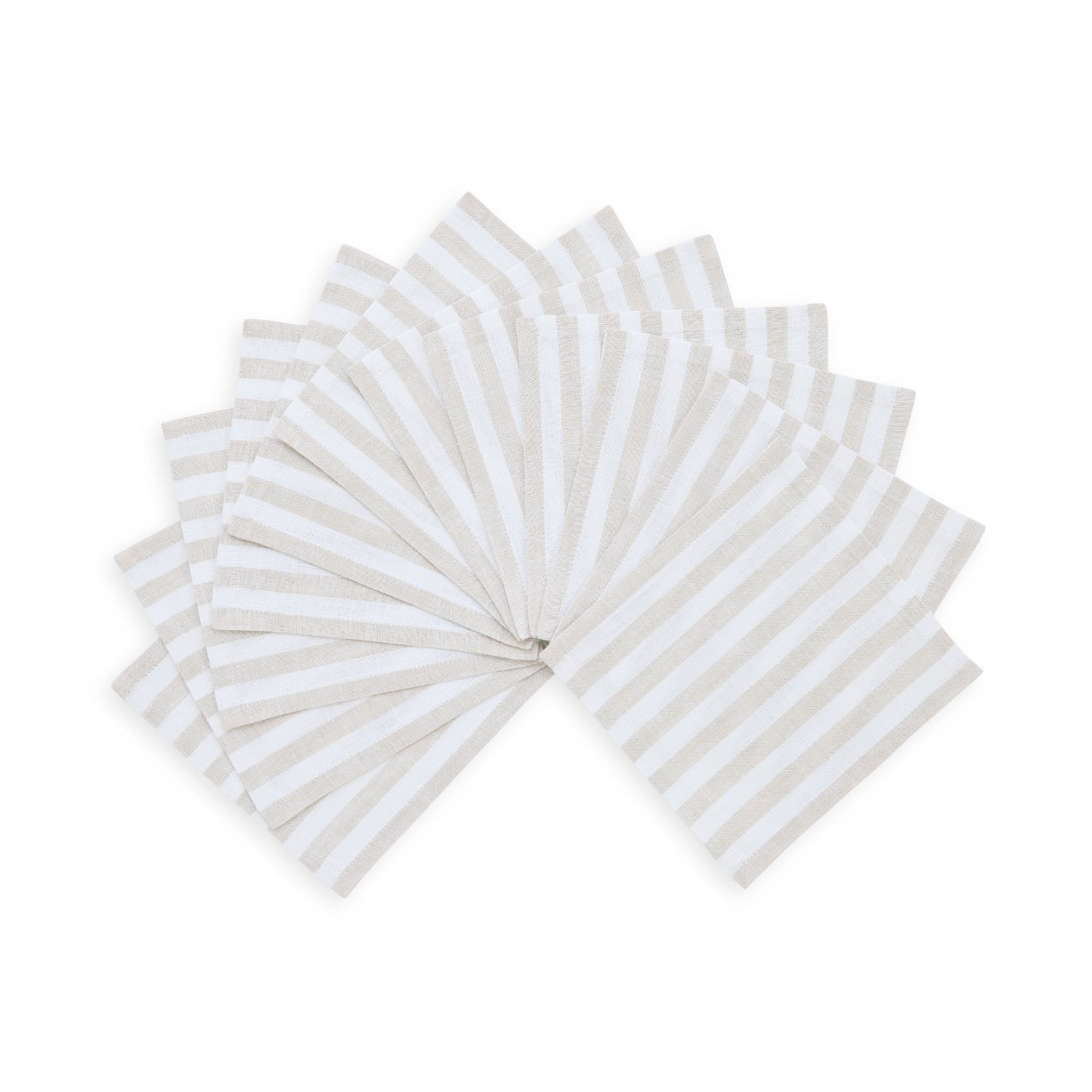 Amalfi Stripe Natural & White Cocktail Napkin Prodcut Image