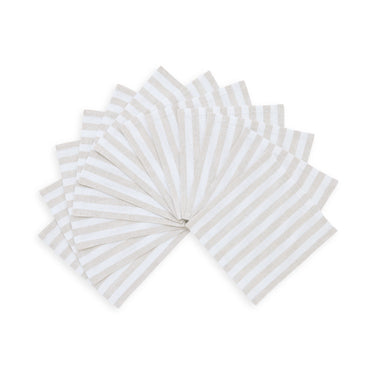 Natural & White | Amalfi Stripe Natural & White Cocktail Napkin Prodcut Image
